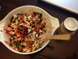 top salad with dressing